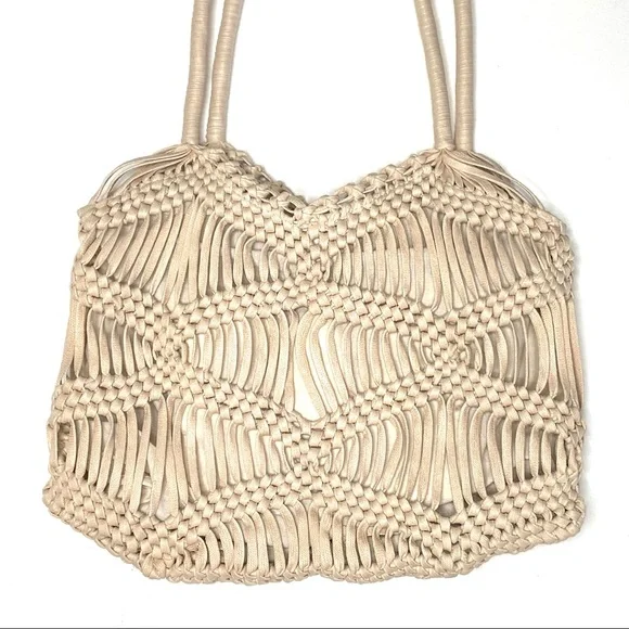 LONDON KAYE Woven Macrame Shoulder Tote Bag - Picture 3 of 16